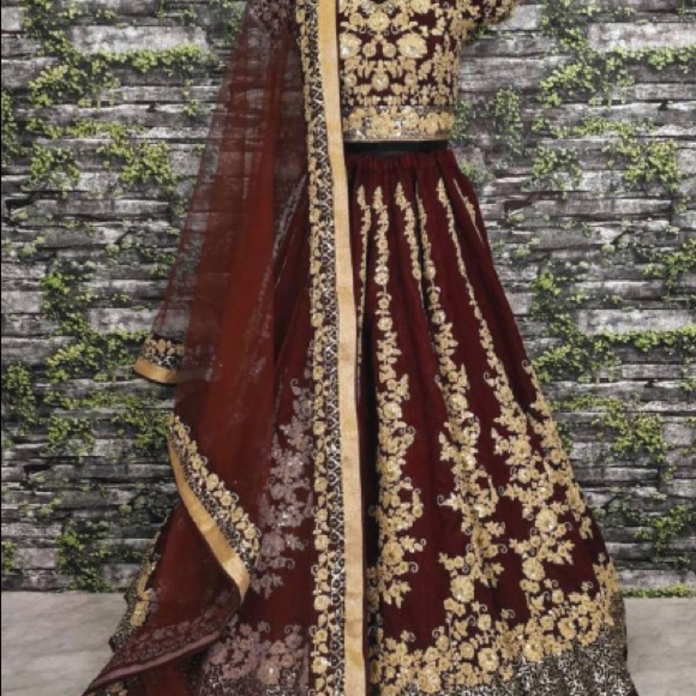 Indian lehenga choli red size sm adjust top